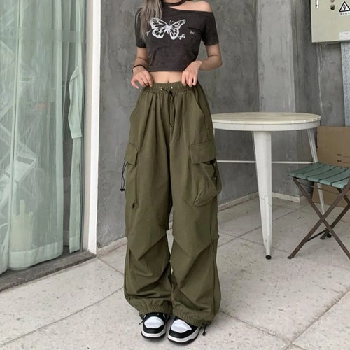 女性のレトロなバギーストレートカーゴパンツ、カジュアルパンツ、ワイドレッグポケット、ジョギング、ストリートウェア、y2k、ファッション、ワークウェア、2024 y2k ボトムス  T240831222818_03