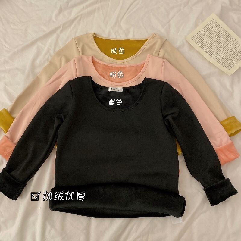 女性用ボトミングシャツに加えて、ベルベットの厚み、黒い秋の服、秋と冬、スリムでタイトフィット、オールマッチのアウターサーマルアンダーウェアトップ ブラックストロベリース53863487832