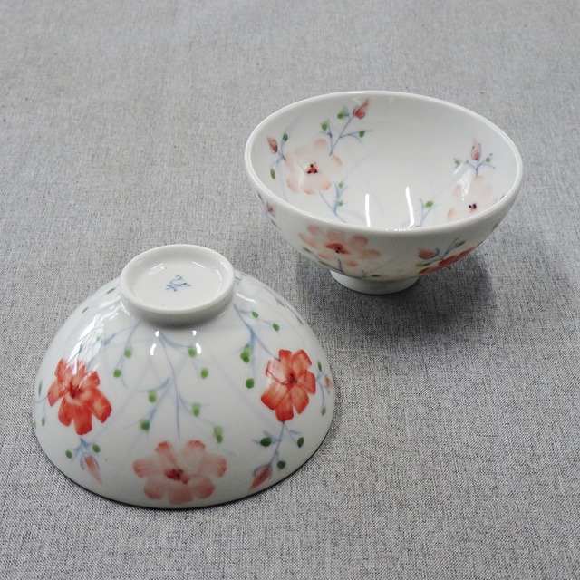 波佐見焼　コスモス　茶碗（赤）（１ヶ入化粧箱）