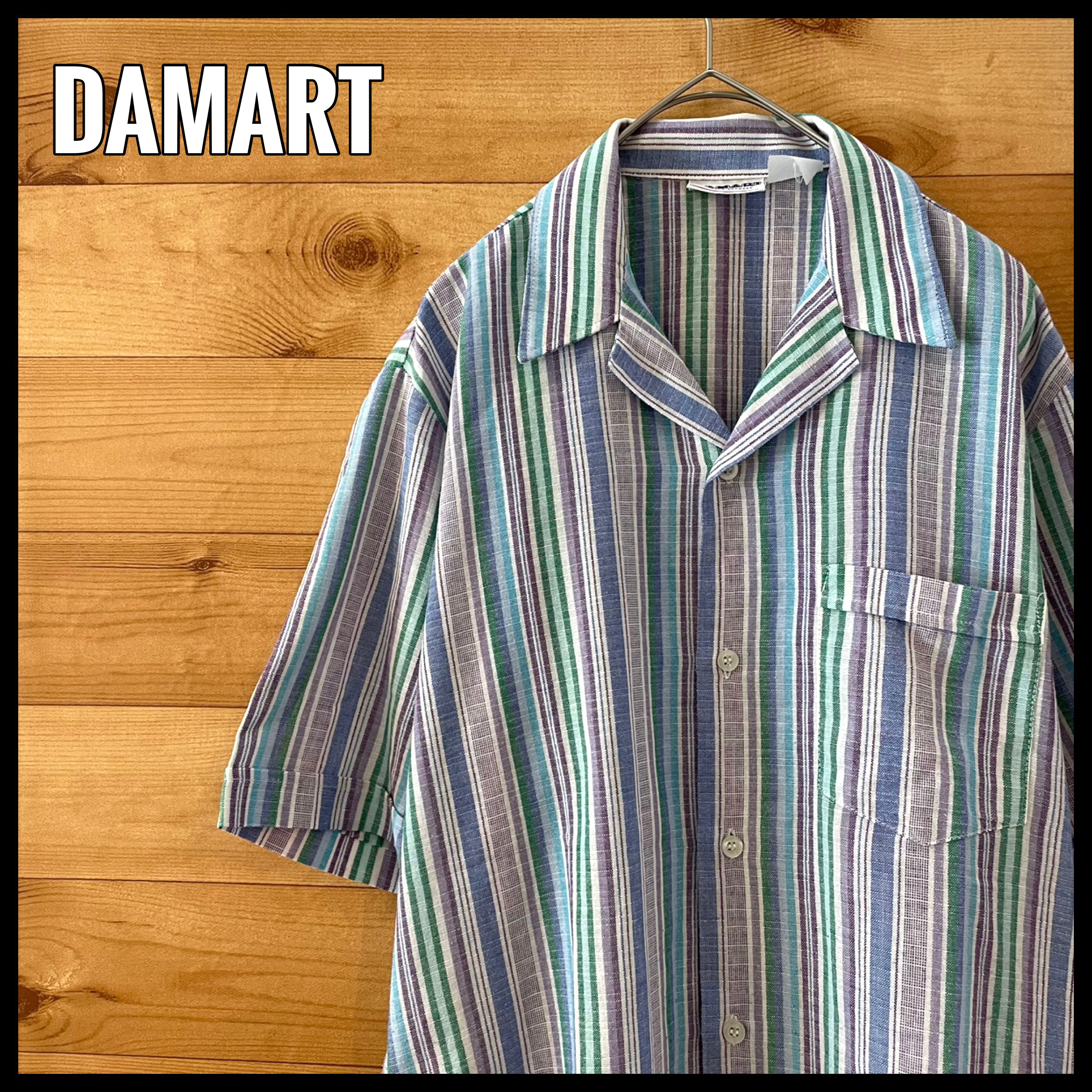 DAMART】90s オープンカラーシャツ マルチストライプ マルチカラー