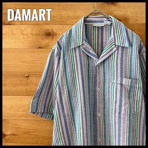 DAMART】90s オープンカラーシャツ マルチストライプ マルチカラー 半袖シャツ 開襟 リネン US古着 | 古着屋手ぶらがbest