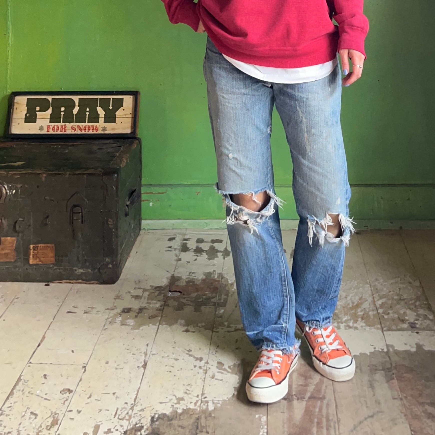 73' Levi's 501 66前期 赤耳 BORO 実寸【W27 L27】 | LITTLE GO