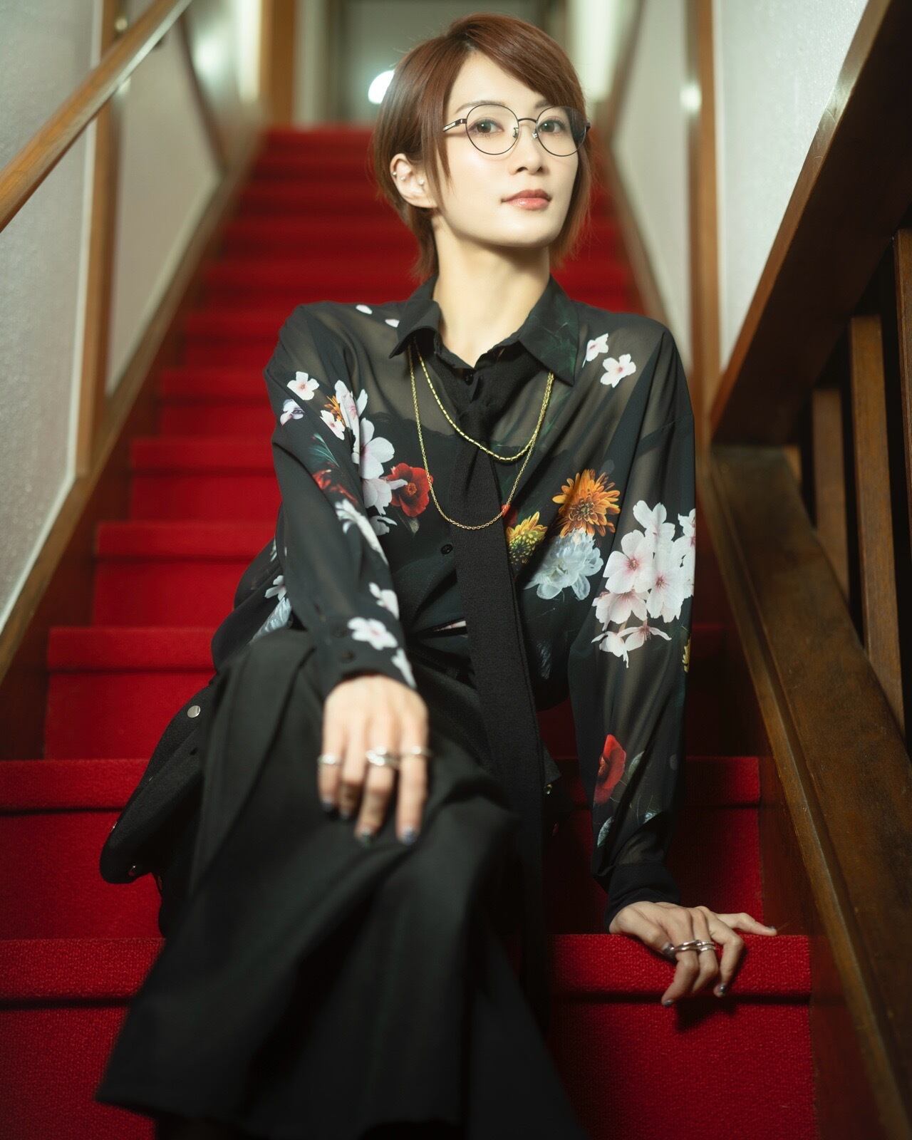 和花シースルーシャツ Japanese flowers see-through shirt | shiki