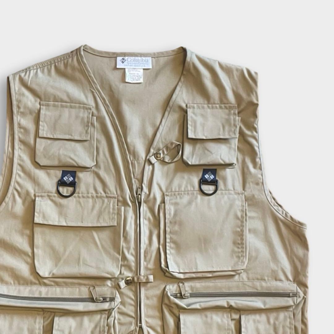 90s Columbia PFG ベージュ フィッシングベスト 6ポケット 美品 90s Columbia PFG ベージュ フィッシングベスト 6ポケット 美品