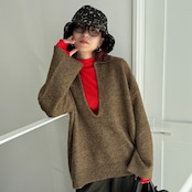 スキッパーオーバーKnit/mixブラウン