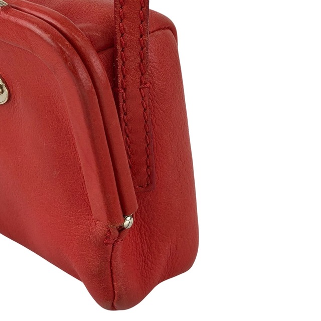 CELINE セリーヌ ショルダーバッグ レッド ブラゾン レザー ミニバッグ がま口 ポシェット vintage ヴィンテージ オールド nphuik