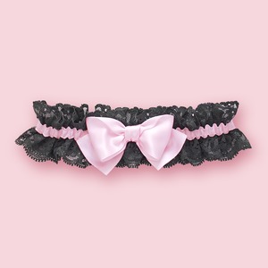 ♡Black Lace Garter Ring♡　ガーターリング　ブラックレース　ベビーピンクリボン