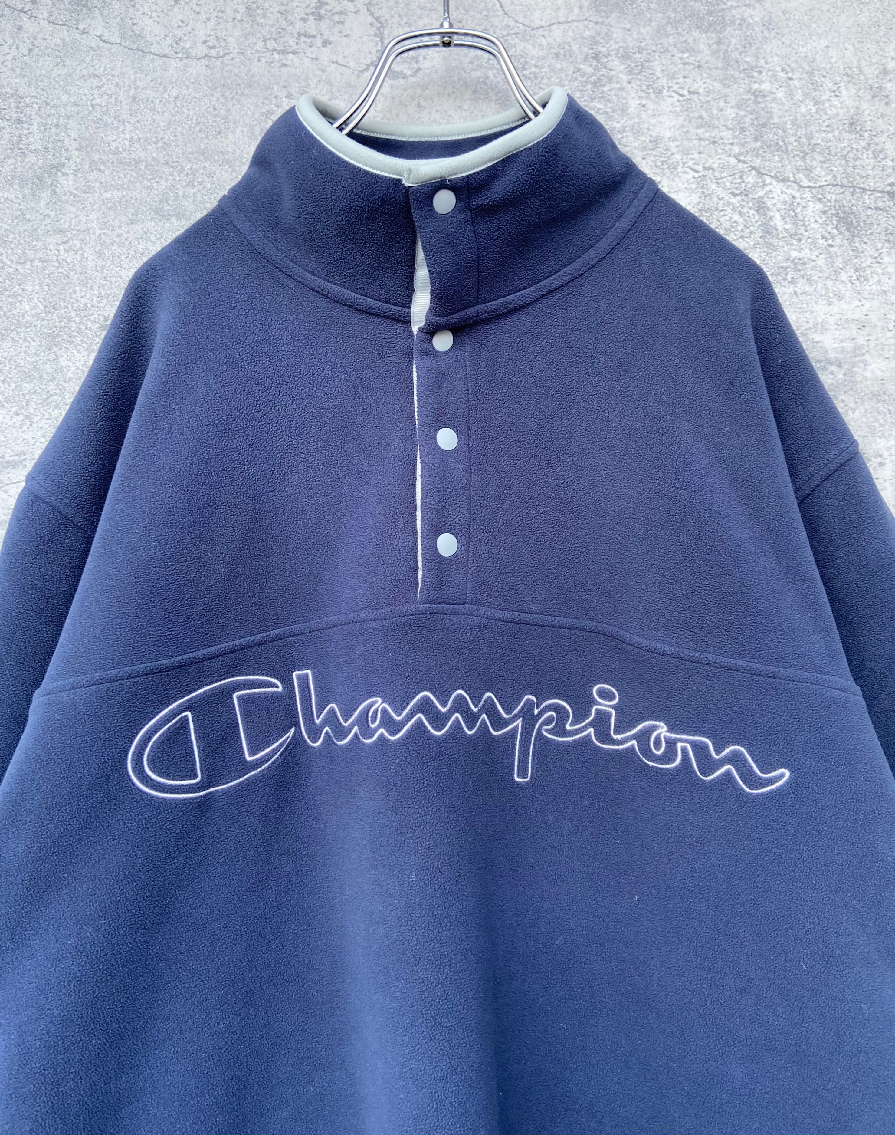 champion チャンピオン XL フリース POLARTEC スナップT 刺繍 プルオーバー
