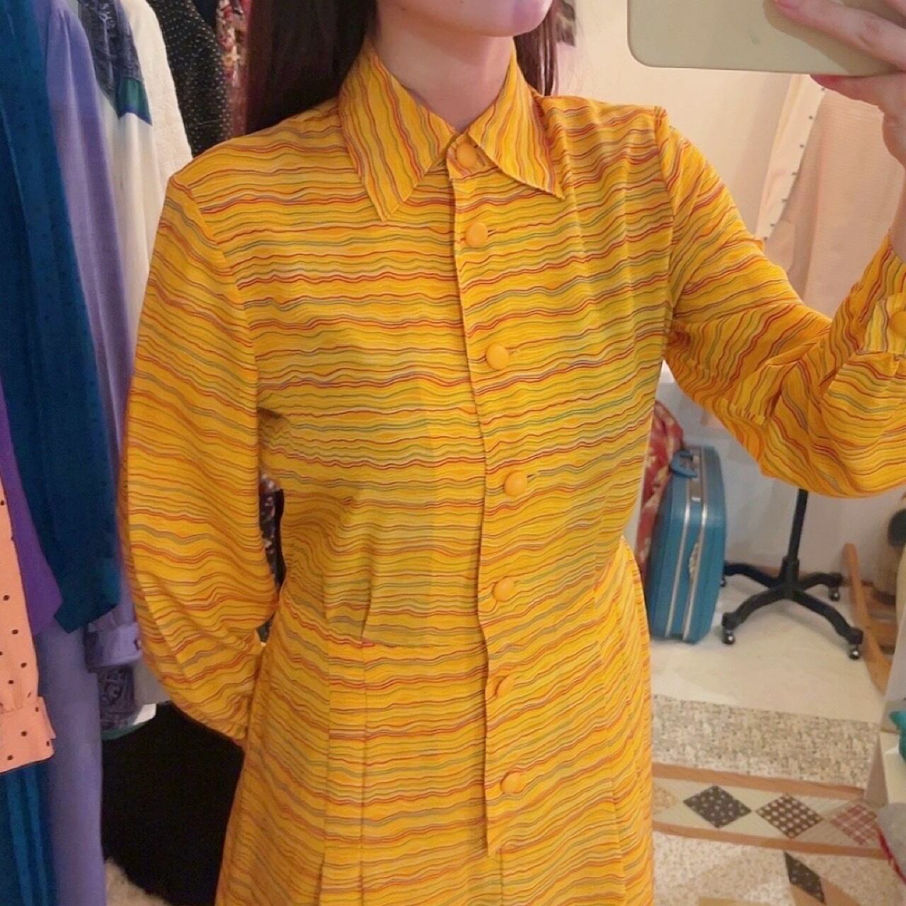 winding stripe yellow one-piece