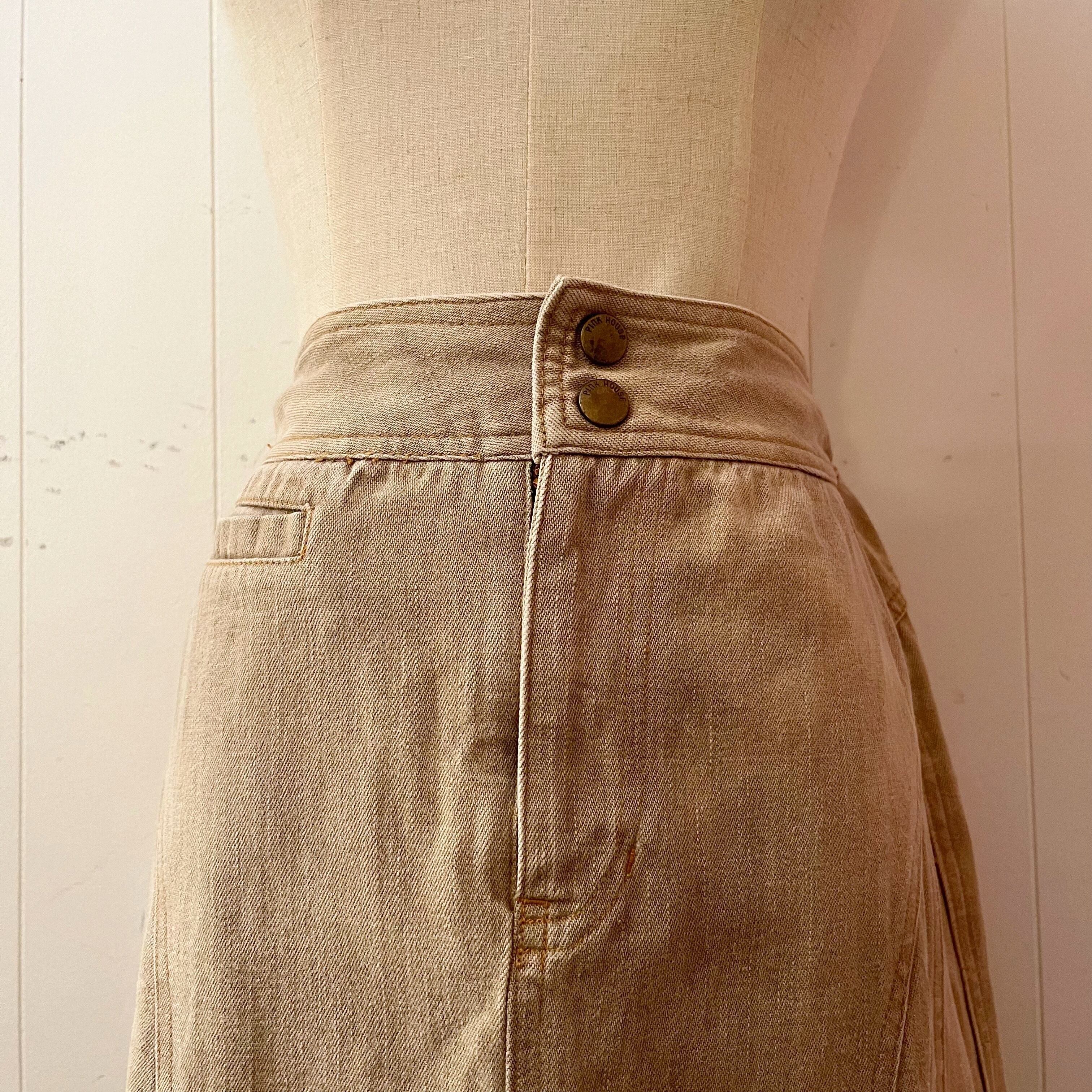 PINKHOUSE / beige denim long skirt