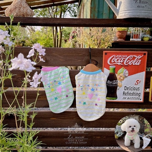 予約【№B05289-B】ストライプ柄　キラキラ星・ハート柄　ベスト（2カラー）