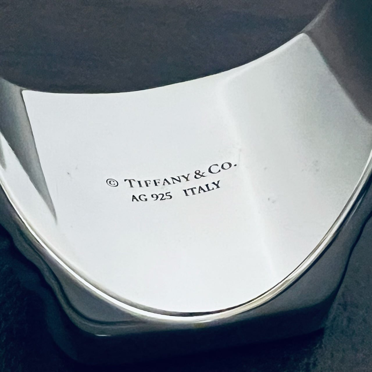 OLD TIFFANY & CO. Black Onyx Daisy Signet Ring Sterling Silver