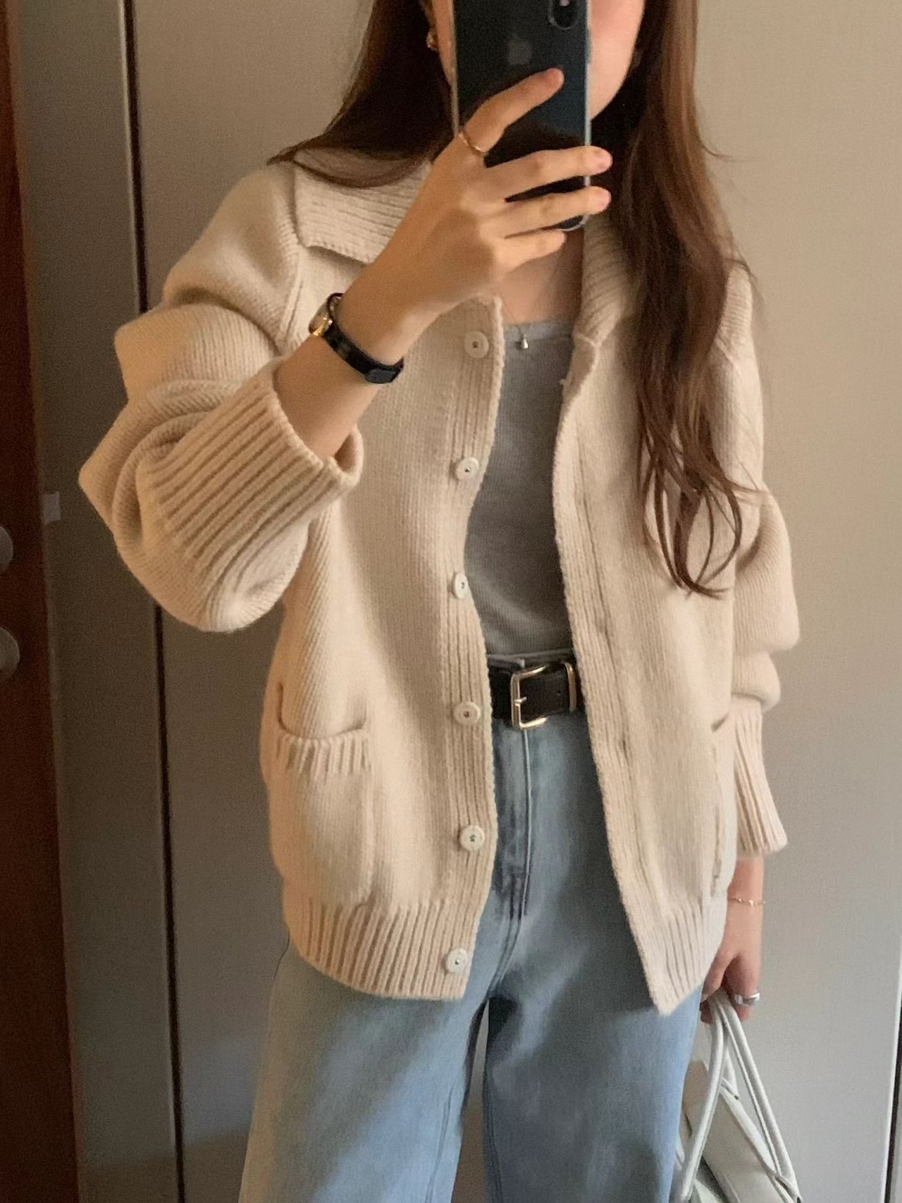 (予約) ounce / Bailey Collar Knit cardigan 2color