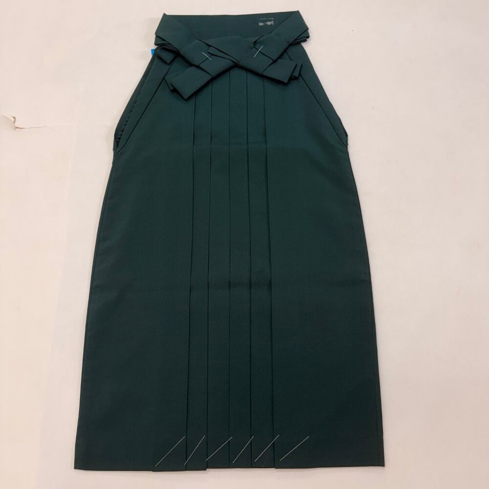 袴 L size 紐下丈95cm 行灯袴 卒業袴 女性用袴 緑 無地 中古 5886