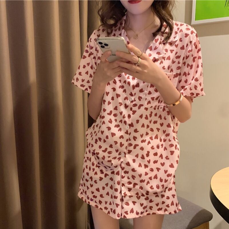 プリント半袖スリーブショーツ セット ショート ピンク ハーフスリーブ ブルマー YY-ファッション23471582477