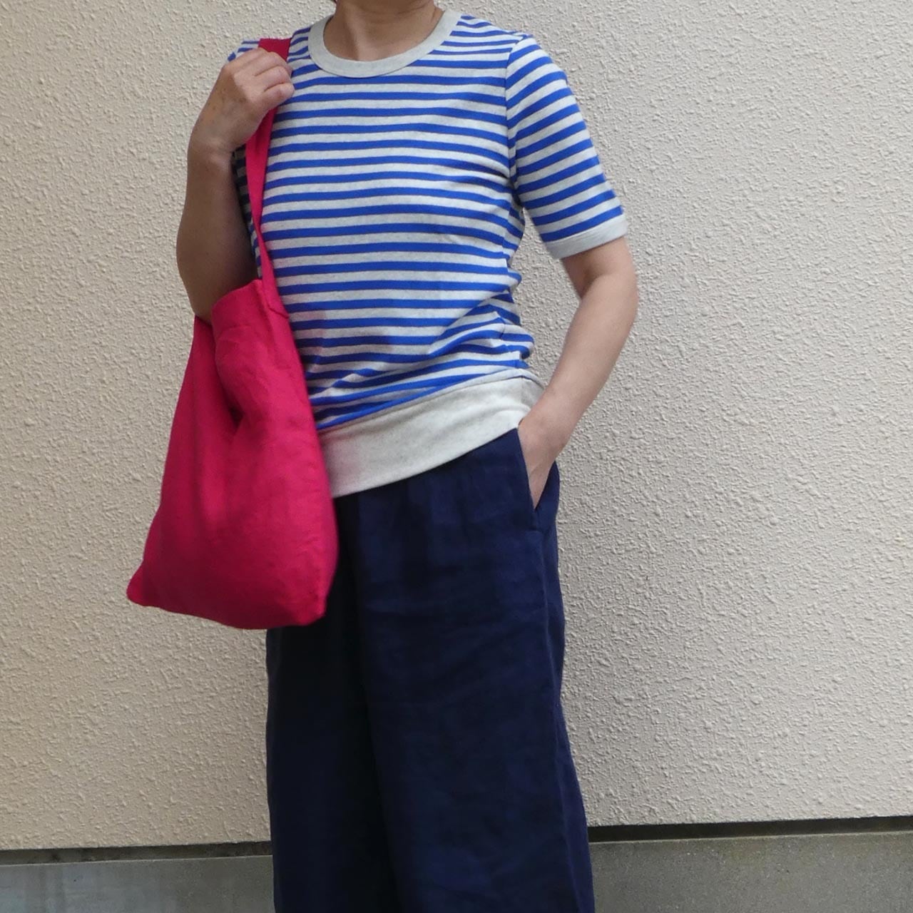 在庫限り☆オーガニックコットン ゆったりボーダーTシャツ