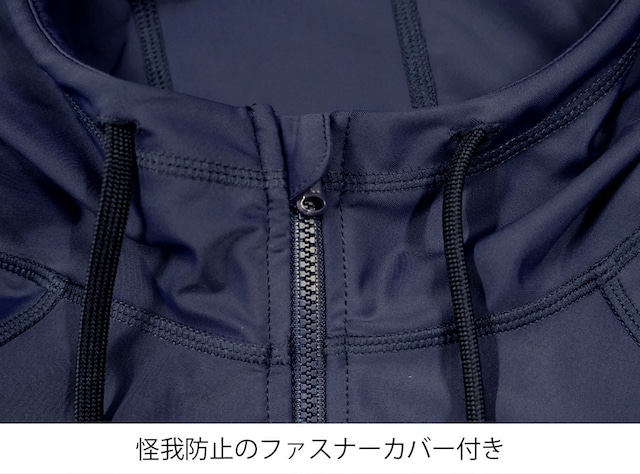 ウィメンズロングスリーブフルジップフーディッドラッシュ NAVY