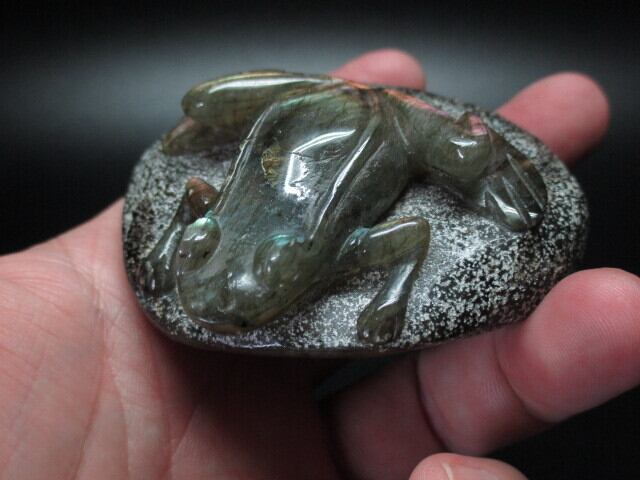 【送料無料】【高品質】ラブラドライトカエル　no.2