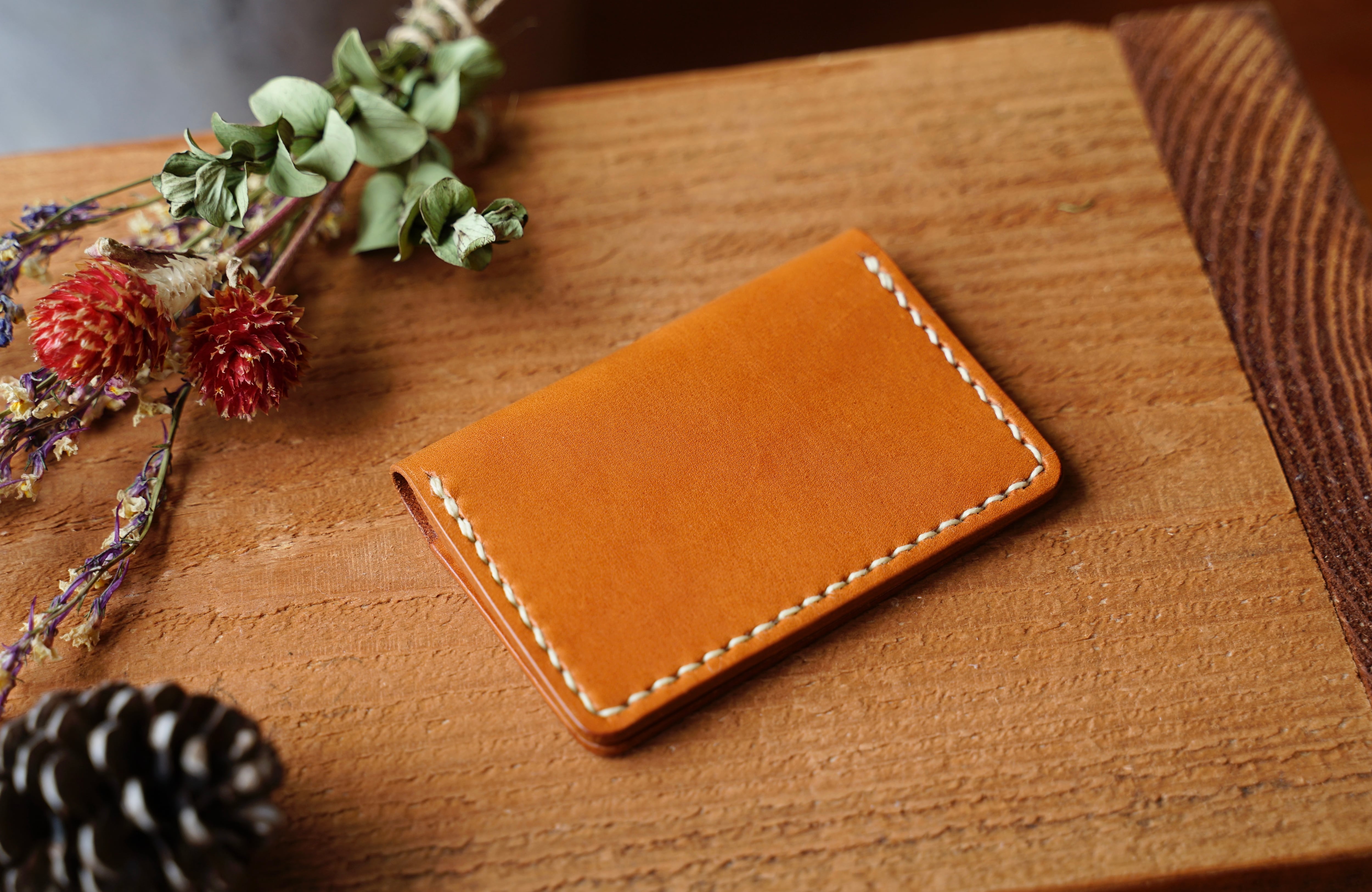 カードケース (キャメル×ベージュ) | 革細工とニュージーランド雑貨の
