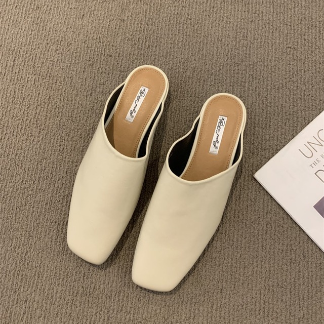 Square Toe Flat Low Heel Mules　G130