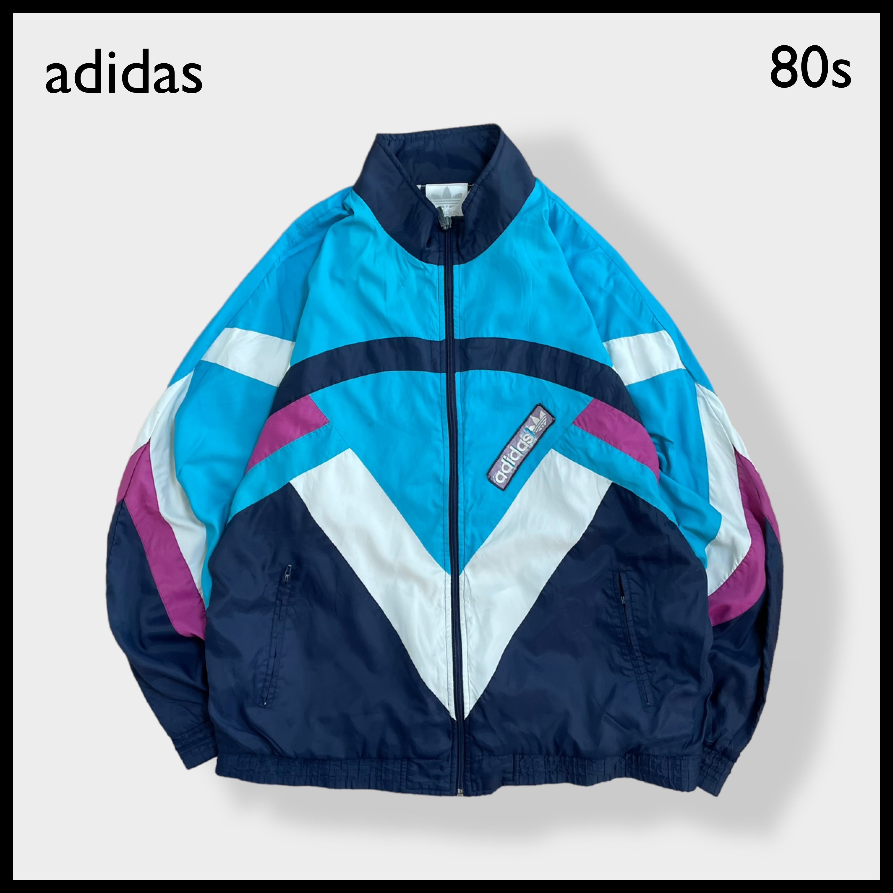 adidas】80s トラックジャケット ブルゾン バックロゴ teamadidas 銀