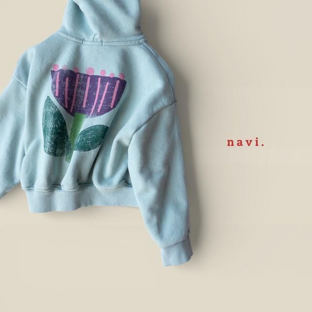 【取寄】navi.｜tulip hoodie zip-up｜チューリップフーディージップアップ｜S-JL｜kids&jr｜26 spring