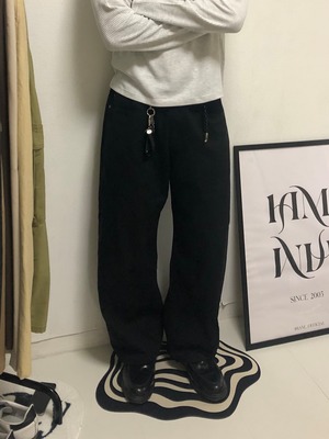 Doule Wide Cotton Pants [Black]