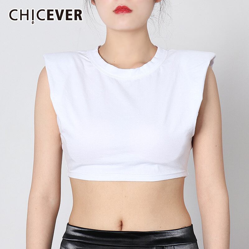 CHICEVERレディースベストOネックノースリーブショートスリムチュニックヒットカラートップス2021夏服 サマー 夏物 6base573874106112