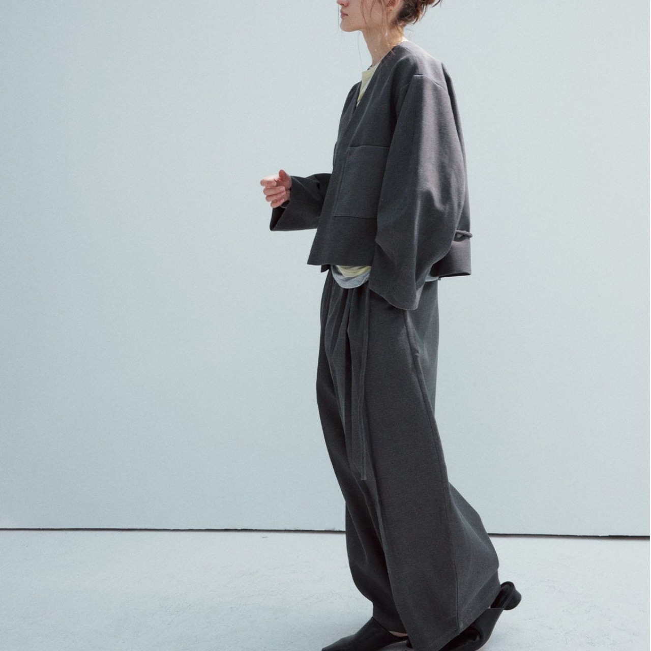 Wrap Design Waist Tie Cropped Jacket T0323