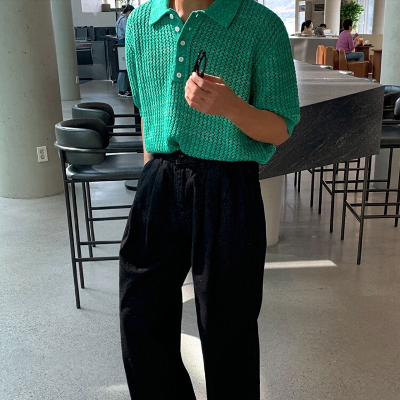 ルーズカラーニットポロシャツ　MT0080438