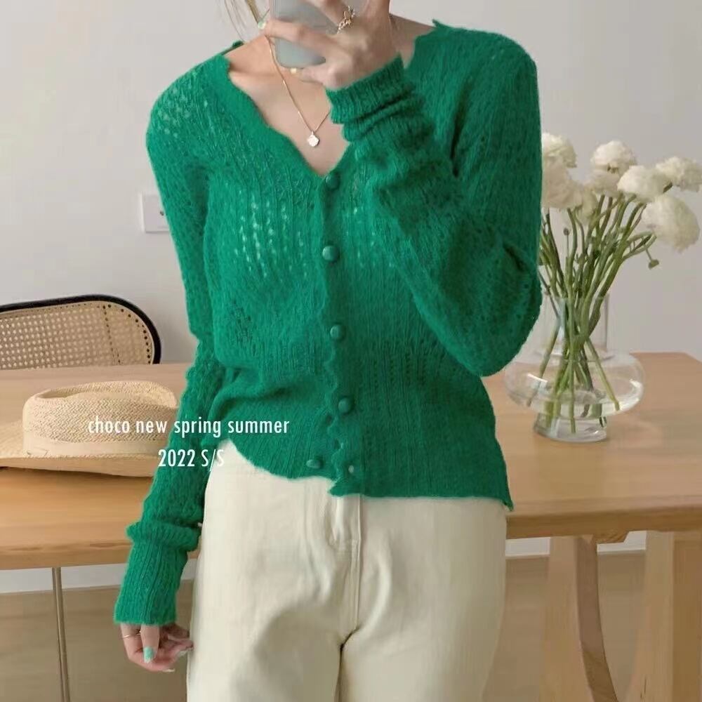 スカラップニットカーディガン　AJ111-252