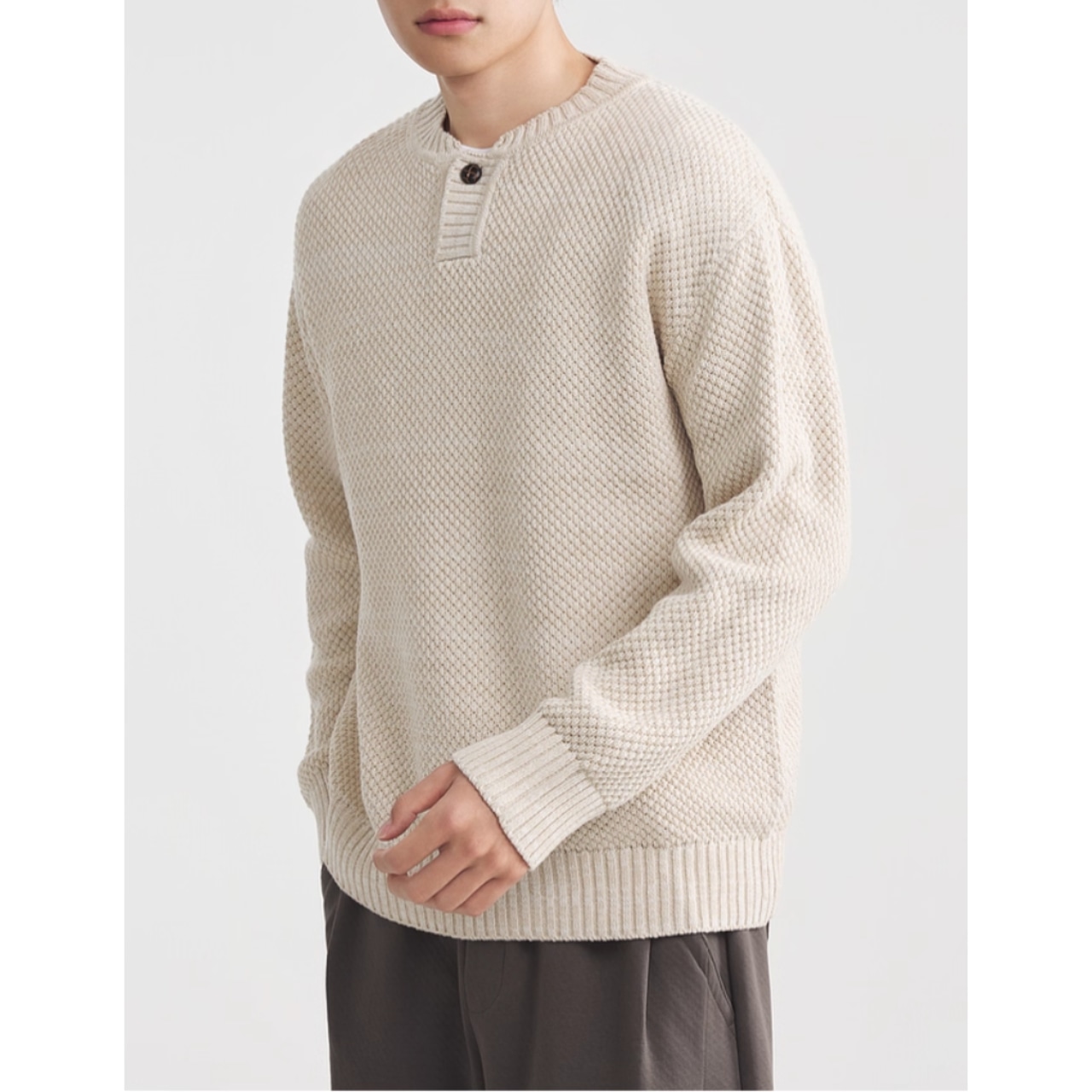 ボタンフロント レギュラーカラーニット af0392