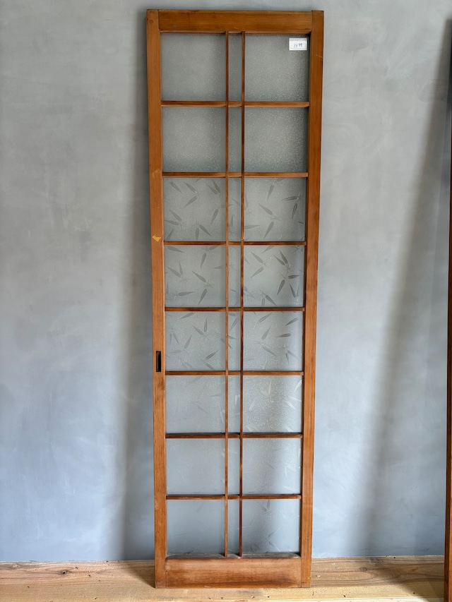 st77 【古建具】昭和型板ガラス建具(笹) 引手左