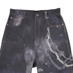 【WE11DONE】BLACK MENS TROMPE L'OEIL DENIM CARPENTER