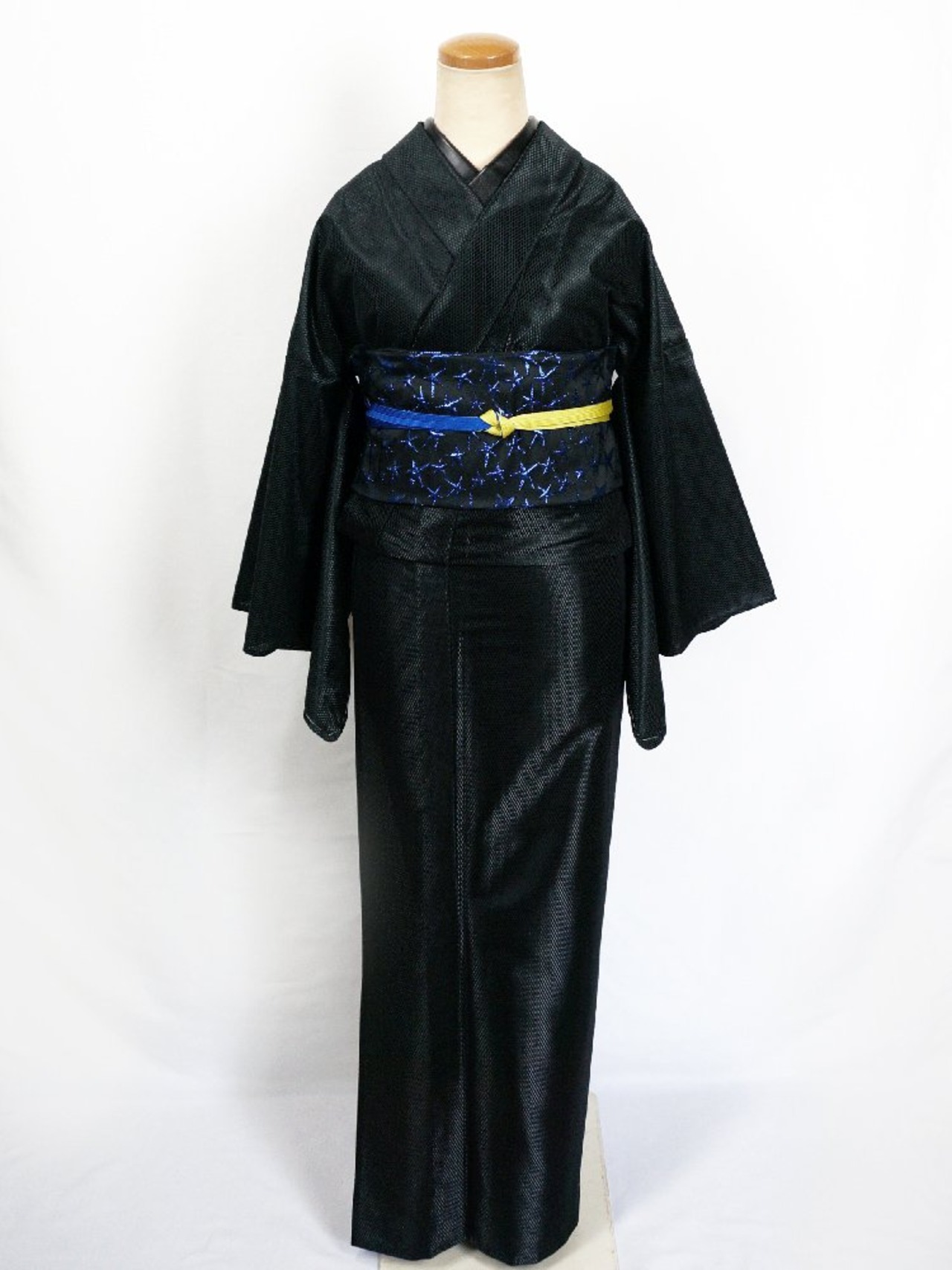 【受注商品】Rumi Rockきもの「バーズアイ」ブラック 　[A148]