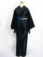 【受注商品】Rumi Rockきもの「バーズアイ」ブラック 　[A148]