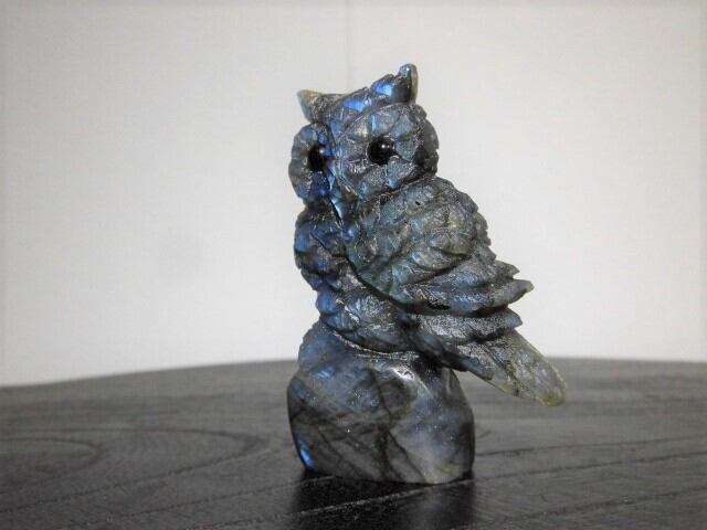 福を呼ぶ【送料無料】【高品質】ラブラドライトふくろう　no.1