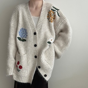 floral oversized v-neck cardigan J00013