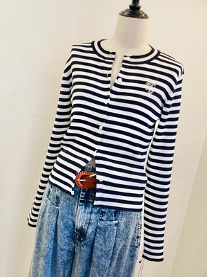 刺繍ロゴボーダーカーデ【Instagram配信中】