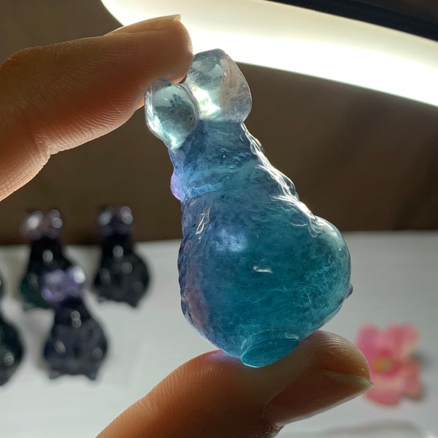 送料込み☆9.フローライトうさぎ・インテリア