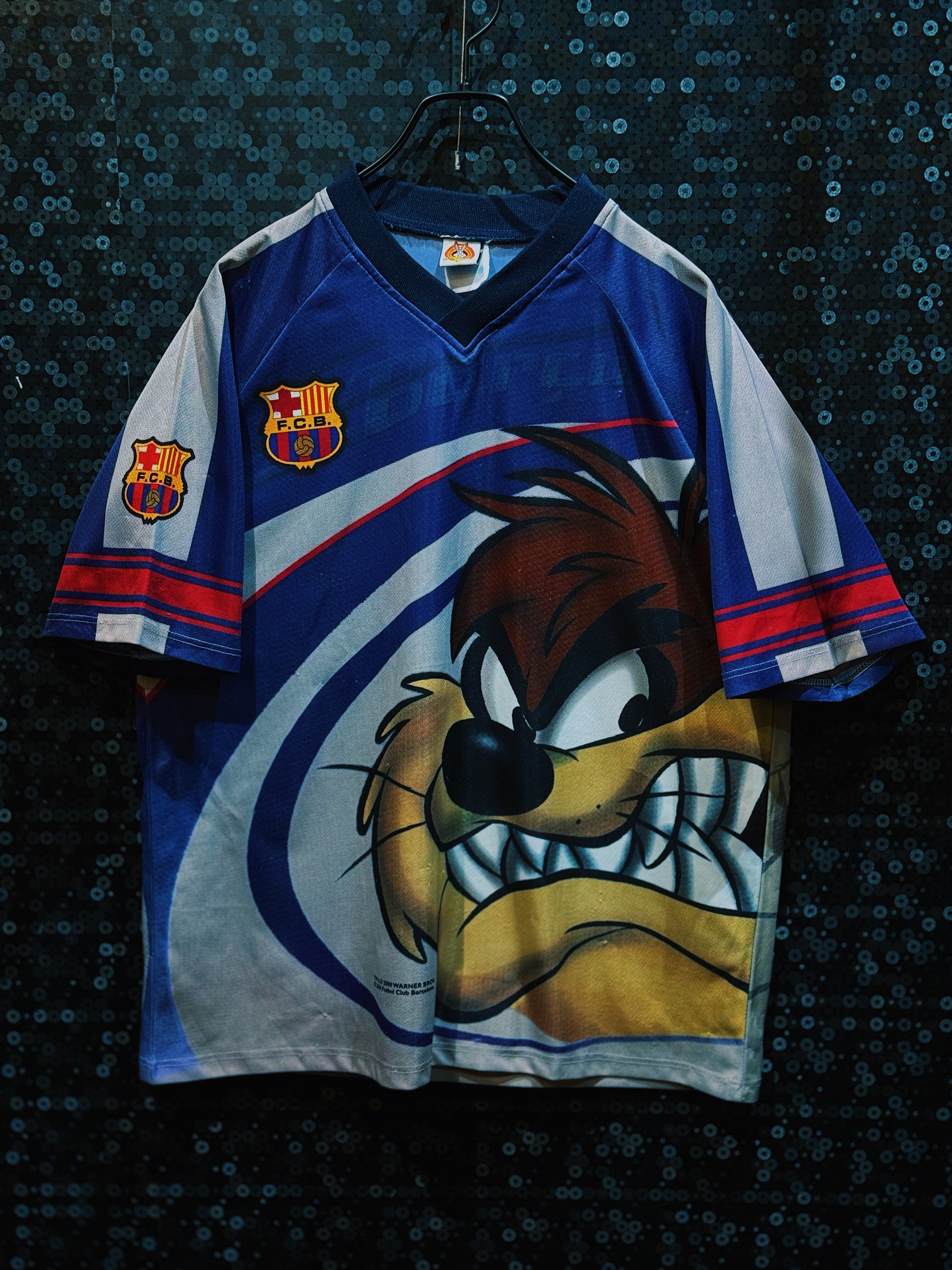 【ÆIEM】"looney tunes×Barcelona"vintage TAZ detail soccer game shirt