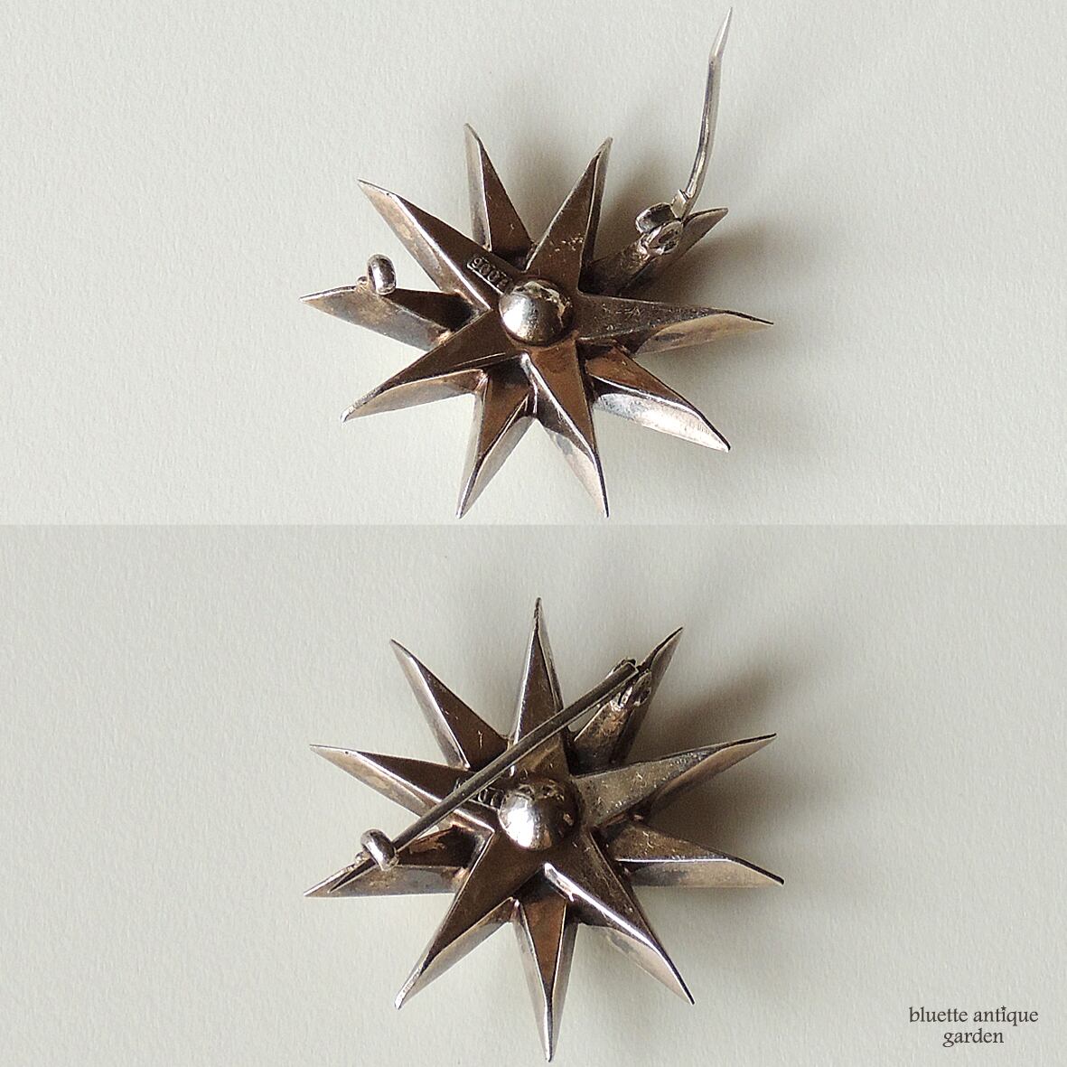 アンティークジュエリー シルバー900 スターバースト ブローチ