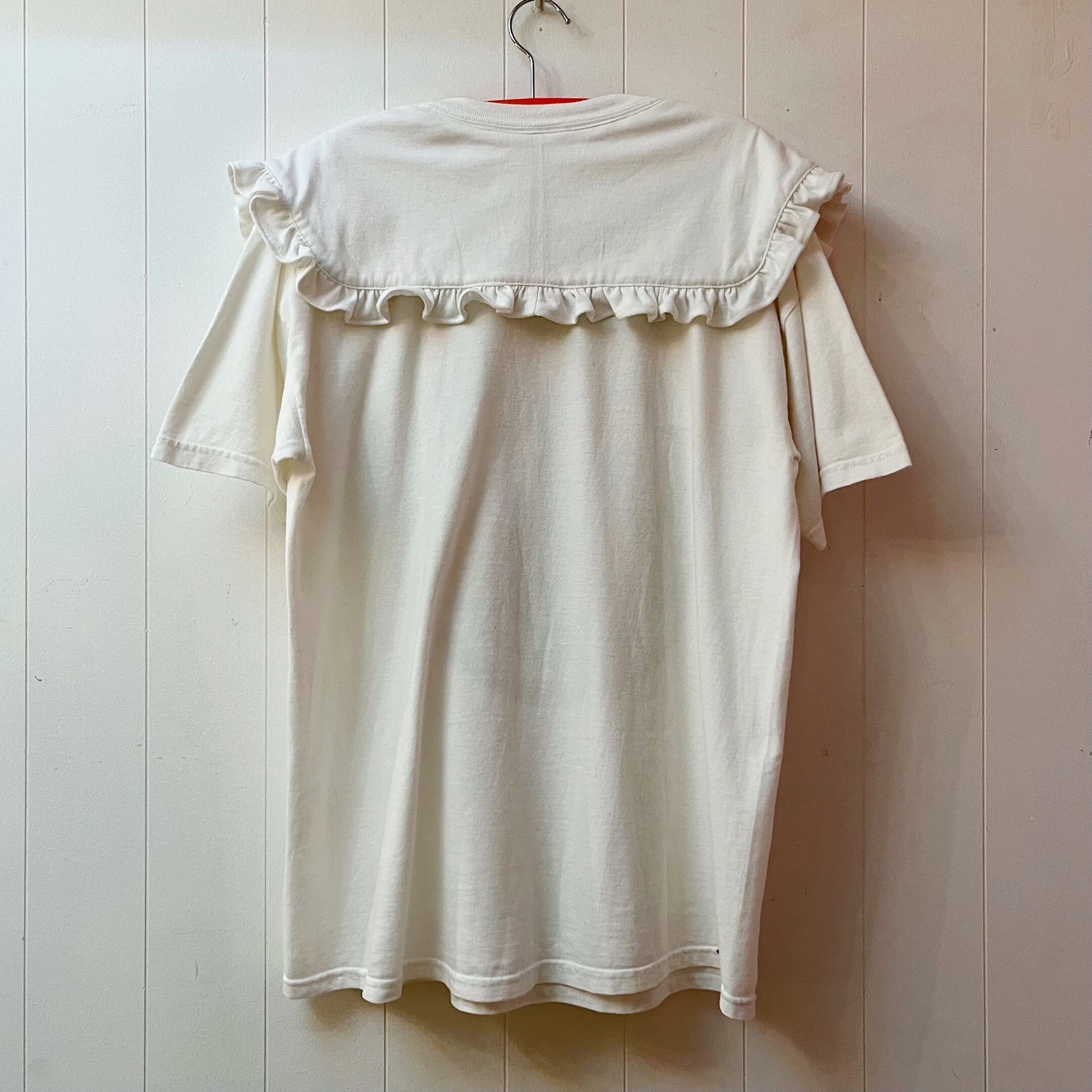 remake : frill open collar white big T-shirt / 02