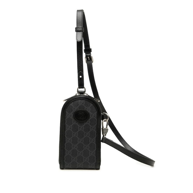 グッチ GGスプリーム 斜め掛け ショルダーバッグ 724357 ブラック PVC レザー レディース GUCCI 中古