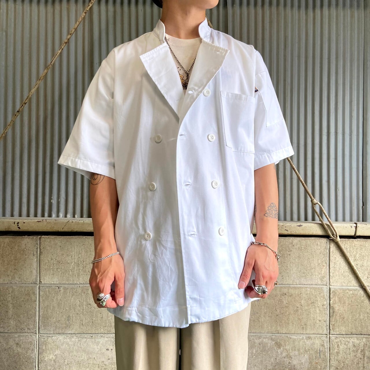 Dickies ディッキーズ 半袖 コックシャツ メンズM相当 古着 ワーク 
