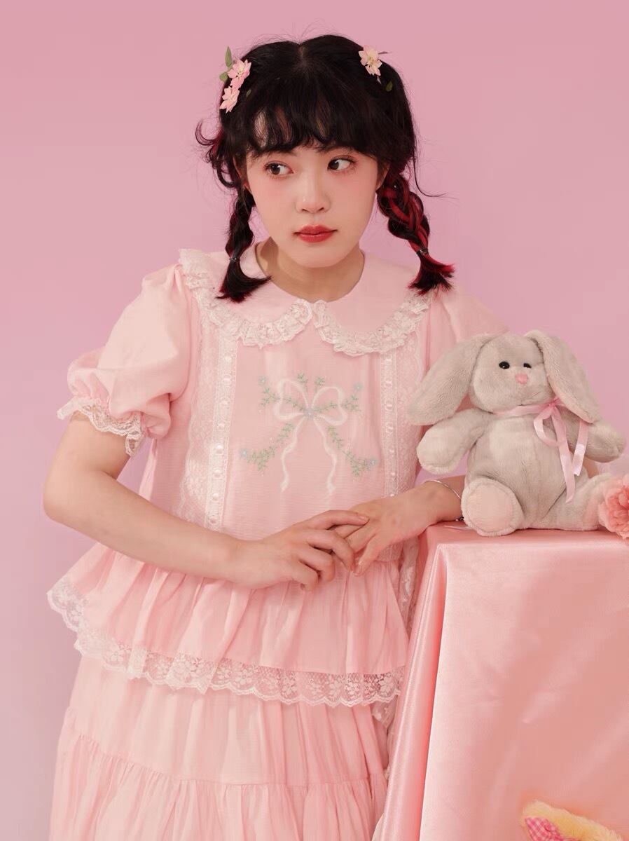 トップス】ピンク カジュアル ガーリー かわいい 姫 ワンピース