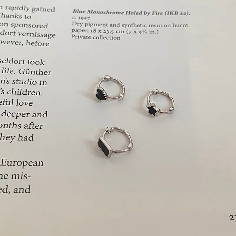 Mini black hoop pierce sv925 /ミニブラックフープピアス 925シルバー