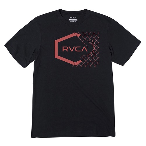 ルーカ 半袖グラフィックプリントTシャツ 10512019 RVCA HEX FENCE SLUB SS BLACK [並行輸入]