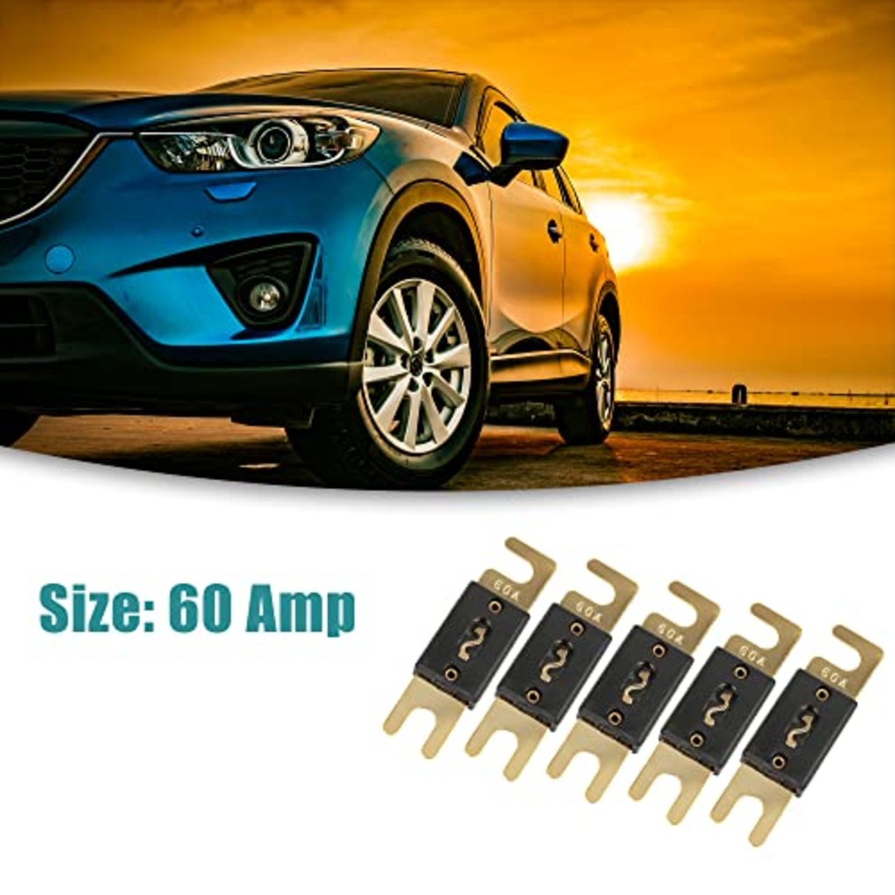 ACROPIX ANLヒューズ オーディオアンプ 車 車両 トラック オートバイ ボート 自動車 60A ブラック 5個