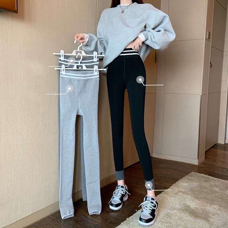 ベルベットパンツ オータムウィンターハイウェストウェストレギンス レディース 秋物 冬物 試着室44673319505